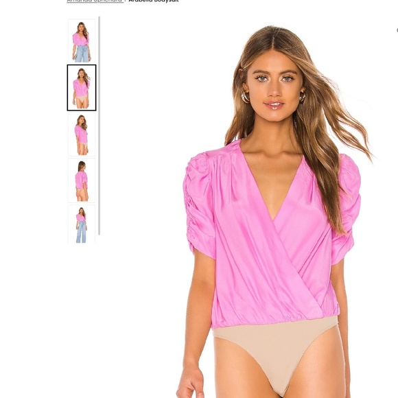 Amanda Uprichard Arabella Bodysuit Pompei Pink Size Large Silk - Picture 4 of 9